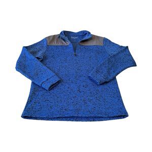 Michel Rouen Mens XL Performance Pullover Quarter Zip Blue Space Dye Knit